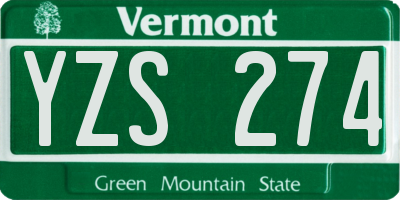 VT license plate YZS274