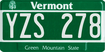 VT license plate YZS278