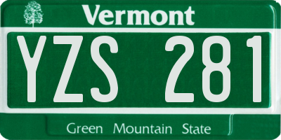 VT license plate YZS281