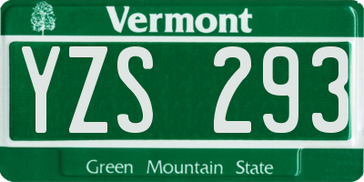 VT license plate YZS293
