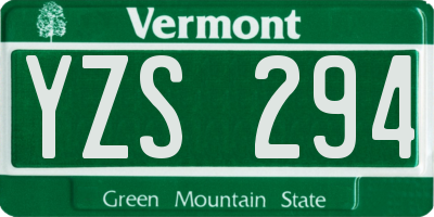 VT license plate YZS294