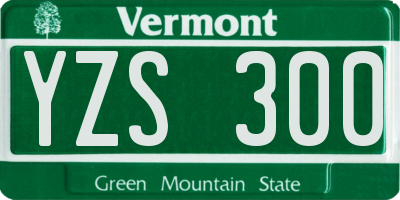 VT license plate YZS300