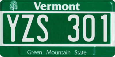 VT license plate YZS301