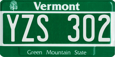 VT license plate YZS302