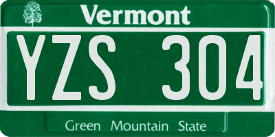 VT license plate YZS304