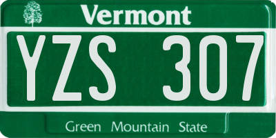 VT license plate YZS307