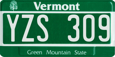 VT license plate YZS309