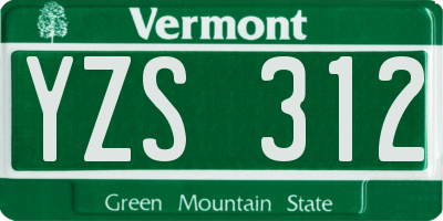VT license plate YZS312