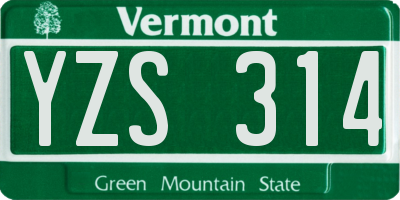 VT license plate YZS314