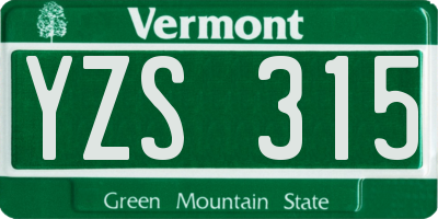 VT license plate YZS315
