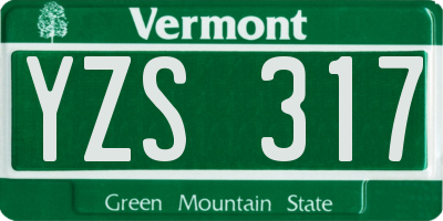 VT license plate YZS317