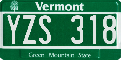 VT license plate YZS318