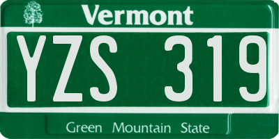 VT license plate YZS319