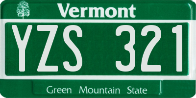 VT license plate YZS321