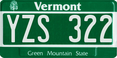 VT license plate YZS322