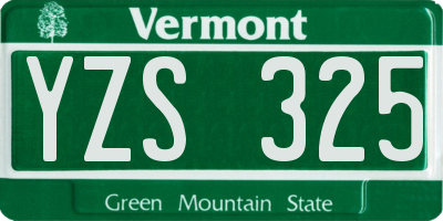 VT license plate YZS325