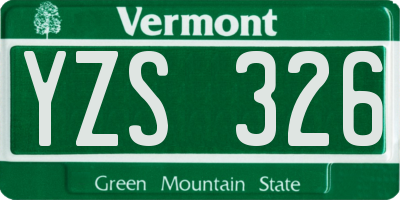 VT license plate YZS326