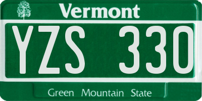 VT license plate YZS330