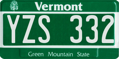 VT license plate YZS332