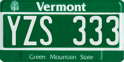 VT license plate YZS333