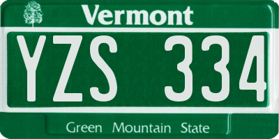 VT license plate YZS334