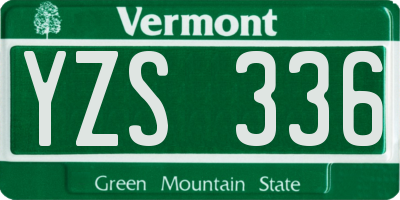 VT license plate YZS336