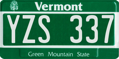 VT license plate YZS337