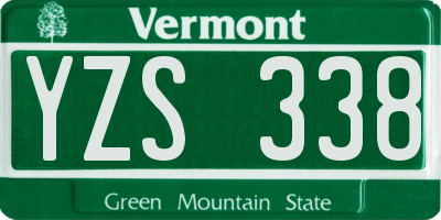 VT license plate YZS338