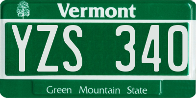 VT license plate YZS340