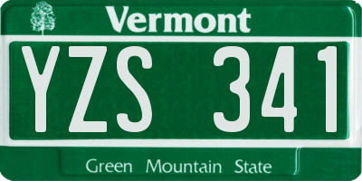 VT license plate YZS341