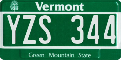 VT license plate YZS344