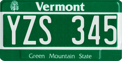 VT license plate YZS345