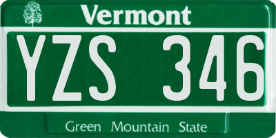VT license plate YZS346