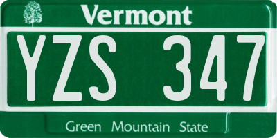 VT license plate YZS347