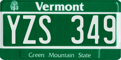 VT license plate YZS349