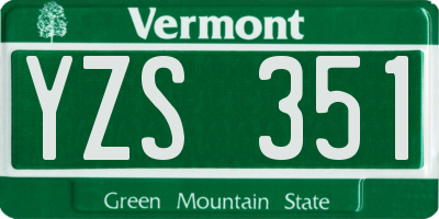 VT license plate YZS351