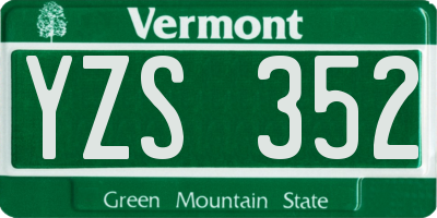 VT license plate YZS352