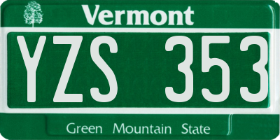 VT license plate YZS353