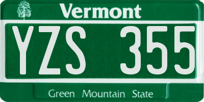 VT license plate YZS355