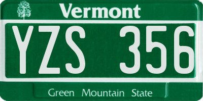 VT license plate YZS356