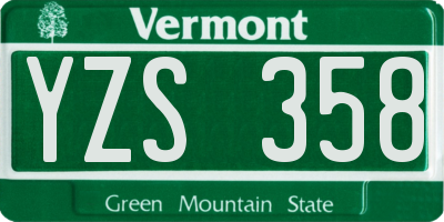 VT license plate YZS358