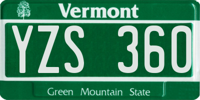 VT license plate YZS360