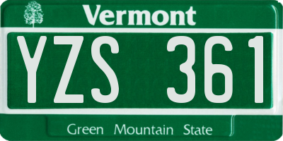 VT license plate YZS361