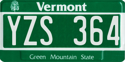 VT license plate YZS364