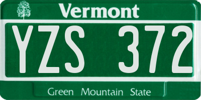 VT license plate YZS372