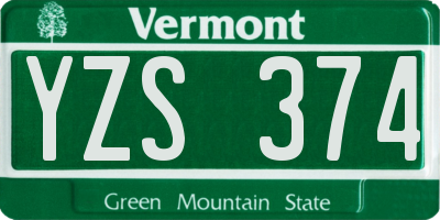 VT license plate YZS374