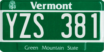 VT license plate YZS381