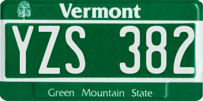 VT license plate YZS382