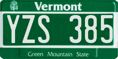 VT license plate YZS385