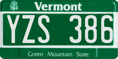 VT license plate YZS386